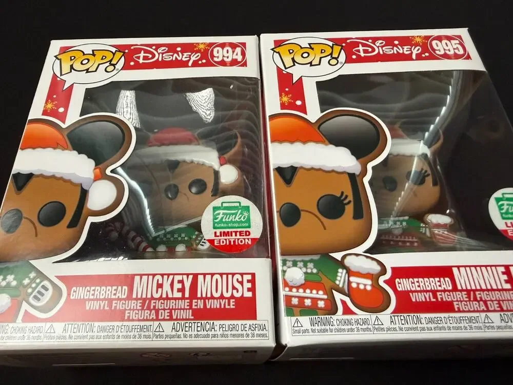 Funko Pop Gingerbread Mickey 994 & Minnie Mouse 995 Set Funko Shop Exclusive NEW